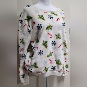 Soft Fluffy Cozy Plush Fleece Christmas Pullover Sweater Size L